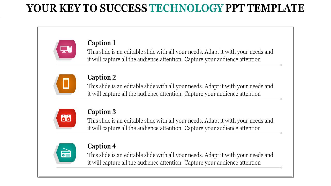 Free - Incredible Technology PPT Template Slide Designs-4 Node